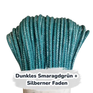 Lurex Nähkordel 5mm - Polyesterkern -100 m - starr sewing cord - Dunkles Smaragdgrün + silberner Faden